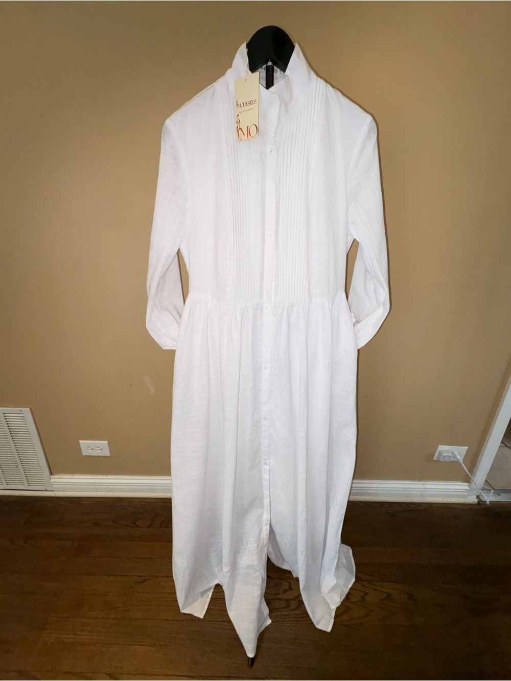 Modesees White Button-Front Long Sleeve Maxi Dress - Picture 10 of 10